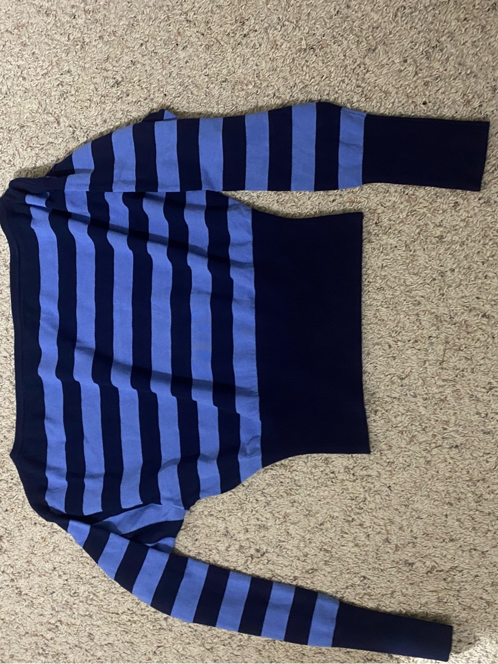 Garage Striped Navy & Periwinkle Crewneck Sweater
